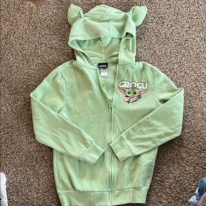 Star Wars Grogu Kids Green Zip-Up Hoodie